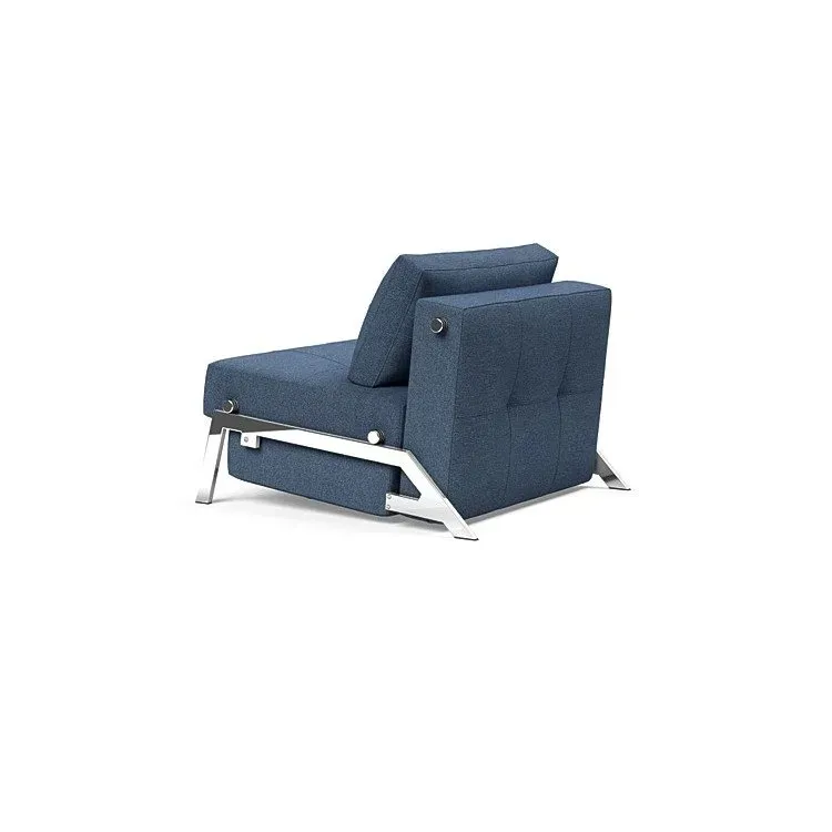 Illustration numéro 4 du produit INNOVATION LIVING  Fauteuil design SOFABED CUBED 02 CHROME Weda Blue convertible lit 200x90 cm