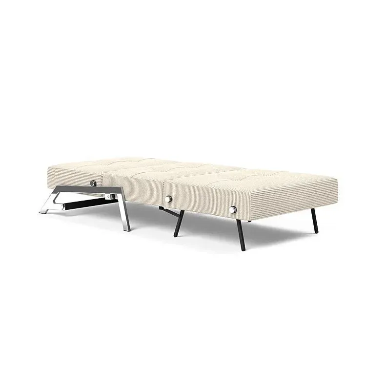 Illustration numéro 4 du produit INNOVATION LIVING  Fauteuil design SOFABED CUBED 02 CHROME Corduroy Ivory convertible lit 200x90 cm