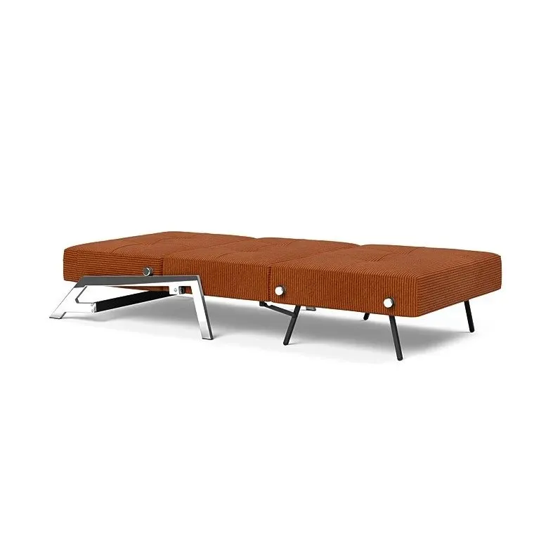 Illustration numéro 4 du produit INNOVATION LIVING  Fauteuil design SOFABED CUBED 02 CHROME Corduroy Orange convertible lit 200x90 cm