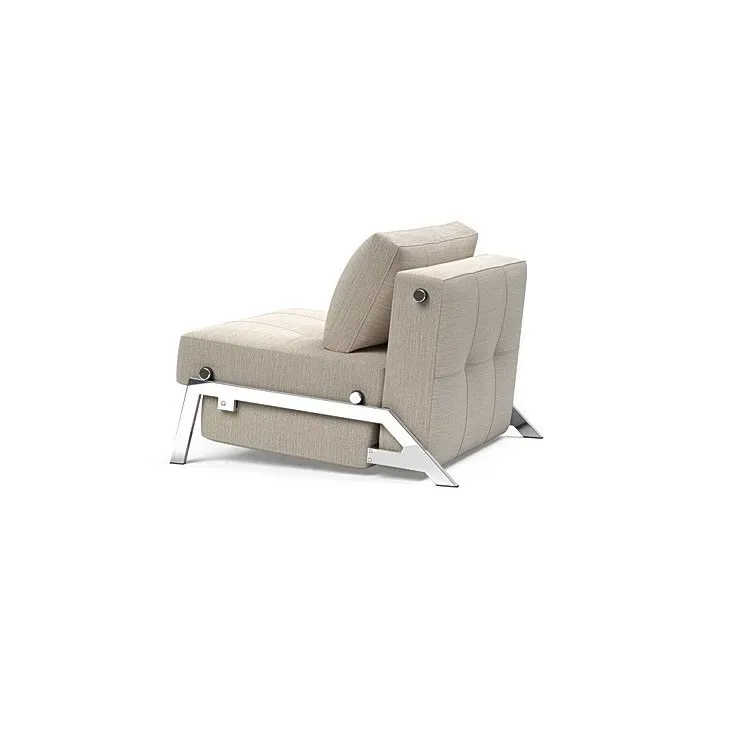 Illustration numéro 4 du produit INNOVATION LIVING  Fauteuil design SOFABED CUBED 02 CHROME Blida Sand Grey convertible lit 200x90 cm