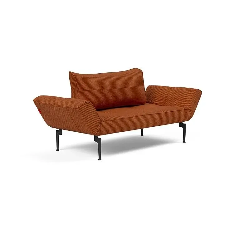 Illustration numéro 4 du produit Canape convertible lit  200x70 cm ZEAL LASER  piétement métallique tissu Corduroy Orange