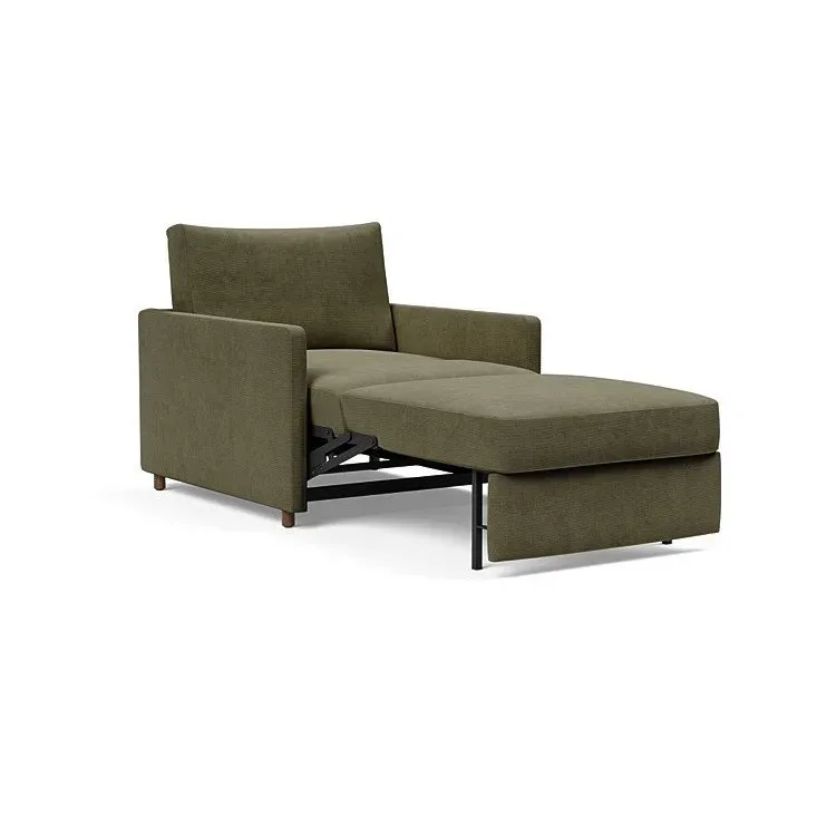 Illustration numéro 4 du produit INNOVATION LIVING  Fauteuil NEAH SLIM convertible 80x195 tissu Cordufine Pine Green