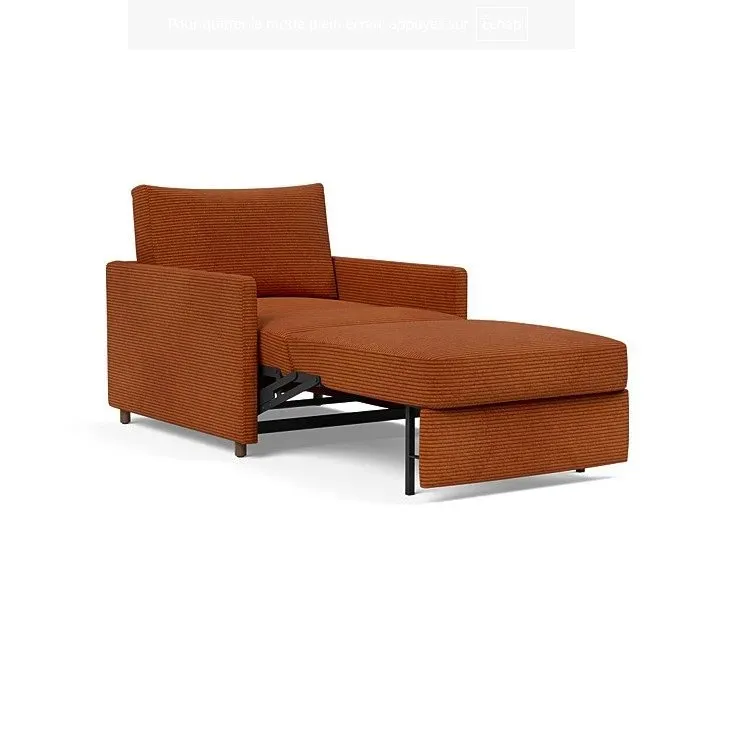 Illustration numéro 4 du produit INNOVATION LIVING  Fauteuil NEAH SLIM convertible 80x195 tissu Corduroy Orange