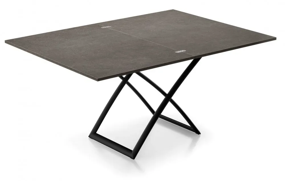Illustration numéro 4 du produit Table relevable extensible italienne MAGIC-J 115x75(150)x46(76) métal noir et mélaminé vulcano