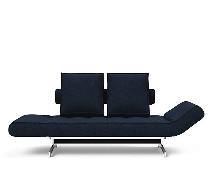 Illustration numéro 4 du produit INNOVATION LIVING  Canapé lit GHIA CHROME couchage 80x210 cm tissu Mixed Dance Blue