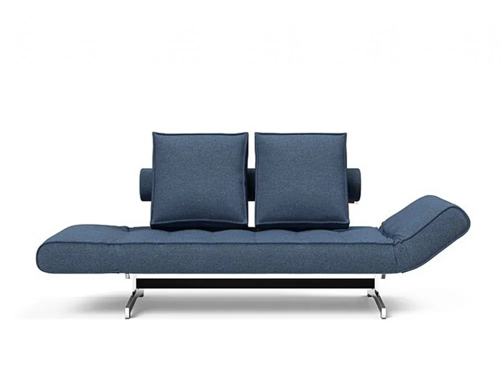 Illustration numéro 4 du produit INNOVATION LIVING  Canapé lit GHIA CHROME couchage 80x210 cm tissu Weda Blue