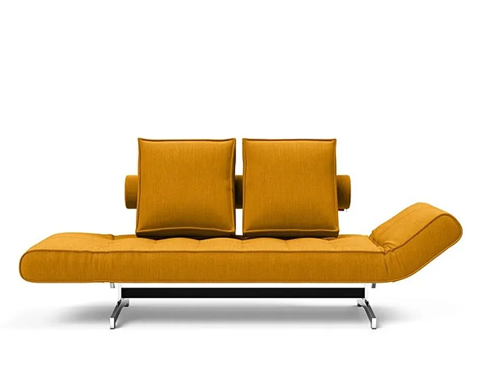 Illustration numéro 4 du produit INNOVATION LIVING  Canapé lit GHIA CHROME couchage 80x210 cm tissu Elegance Curry