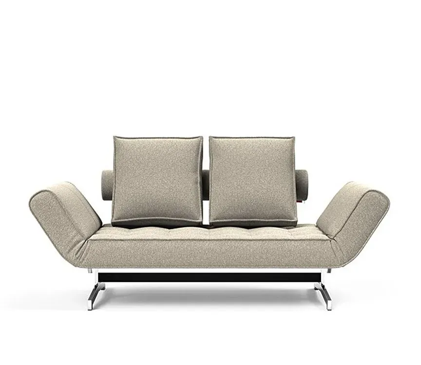 Illustration numéro 4 du produit INNOVATION LIVING  Canapé lit GHIA CHROME couchage 80x210 cm tissu Bouclé Beige