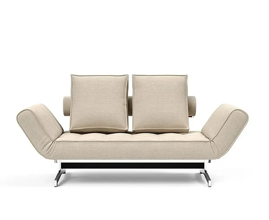Illustration numéro 4 du produit INNOVATION LIVING  Canapé lit GHIA CHROME couchage 80x210 cm tissu Phobos Latte