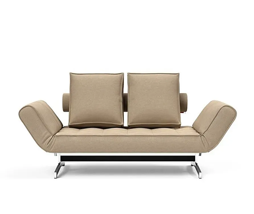 Illustration numéro 4 du produit INNOVATION LIVING  Canapé lit GHIA CHROME couchage 80x210 cm tissu Phobos Mocha