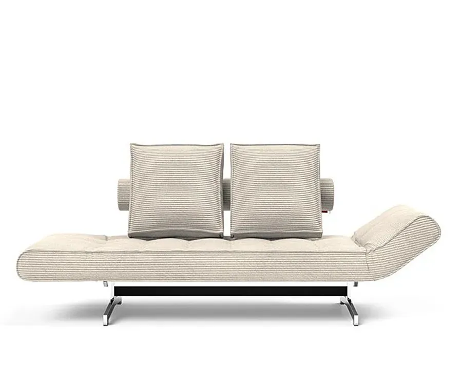 Illustration numéro 4 du produit INNOVATION LIVING  Canapé lit GHIA CHROME couchage 80x210 cm tissu Corduroy Ivory