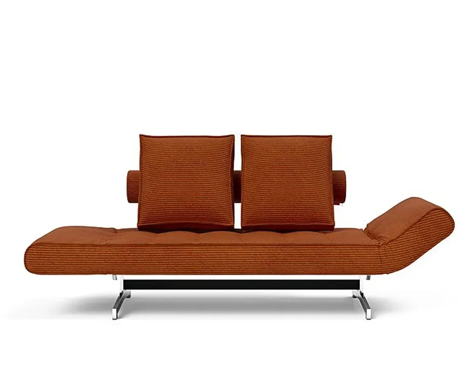 Illustration numéro 4 du produit INNOVATION LIVING  Canapé lit GHIA CHROME couchage 80x210 cm tissu Corduroy Orange