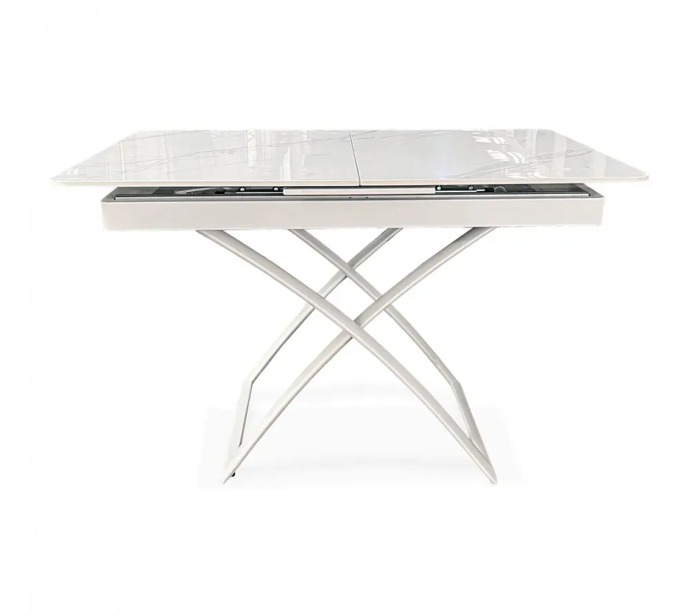 Illustration numéro 4 du produit Table relevable extensible CONDOR métal plateau céramique blanc