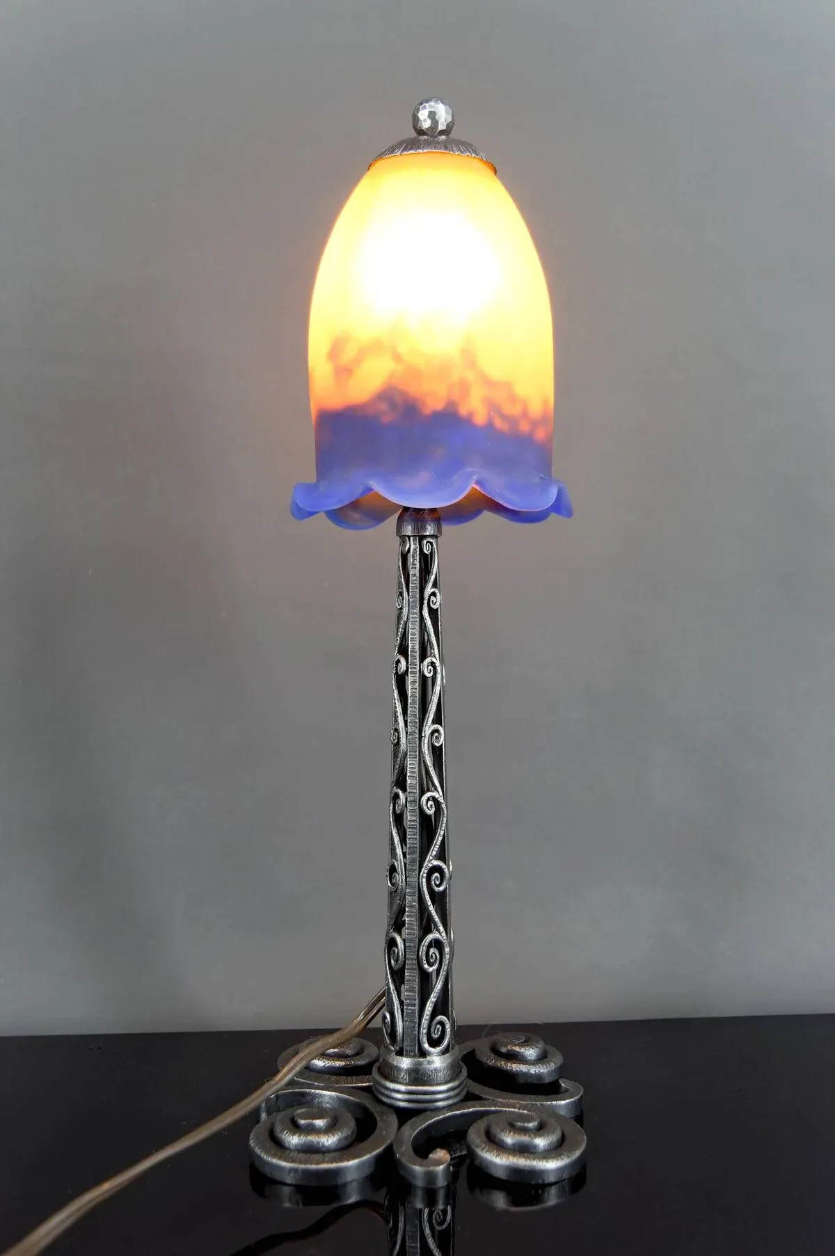 Illustration numéro 4 du produit Lampe en Fer Forgé, Paul Kiss et Muller Frères, France, Art Déco, c. 1920