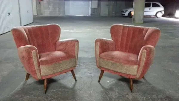 Illustration numéro 4 du produit 1/2 Fauteuil club années 50 60 vintage Guglielmo Ulrich