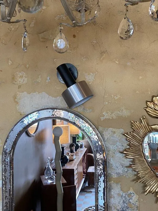 Illustration numéro 4 du produit Paire d’appliques murales orientables vintage en métal brossé