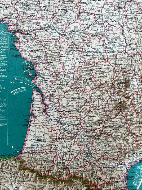 Illustration numéro 4 du produit Carte ancienne France et Pays Limitrophes — Économique & Géographique