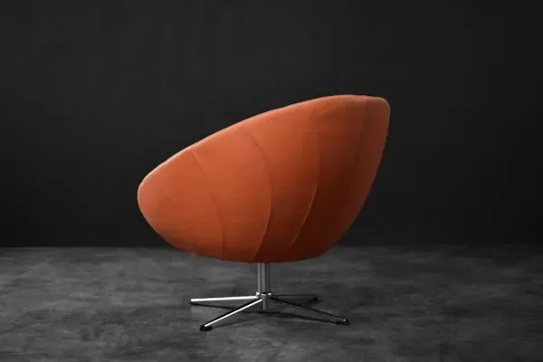 Illustration numéro 4 du produit Vintage Mid-Century Scandinavian Modern Space Age Orange Swivel Armchair