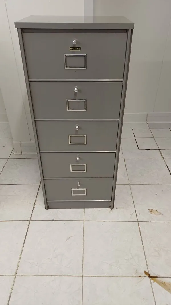 Illustration numéro 4 du produit Classeur industriel Bauche en métal – 5 tiroirs – années 50