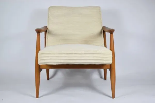 Illustration numéro 4 du produit Fauteuil scandinave restauré ''Kedzior'', années 60, corde crème, teck