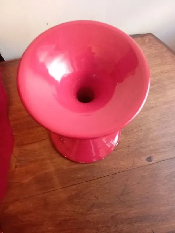 Illustration numéro 4 du produit Bougeoir ceramique rouge carmin vintage design annee 60/70