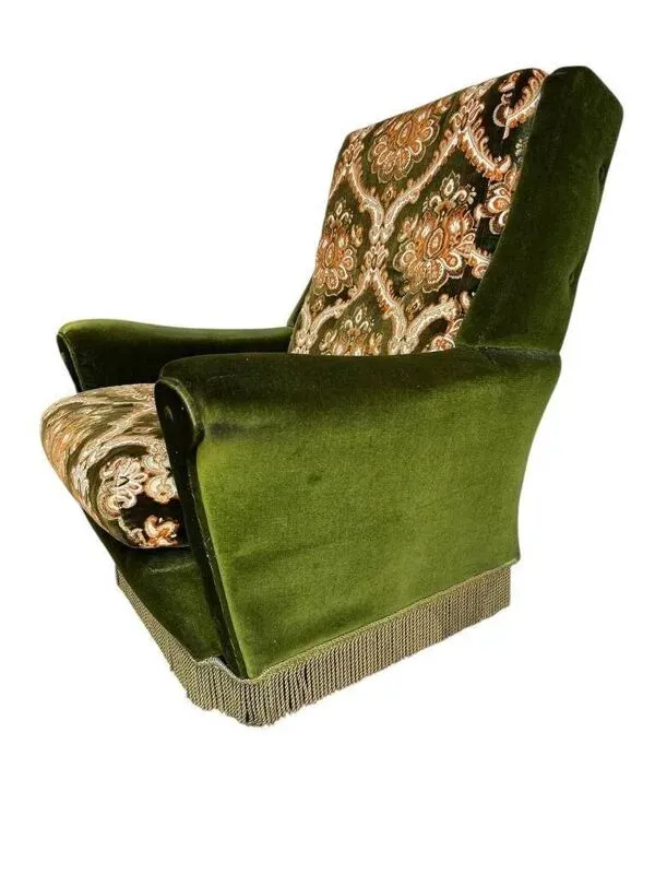 Illustration numéro 4 du produit Fauteuil vintage vert mousse / une place