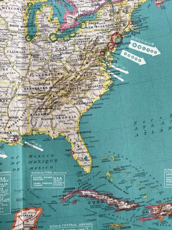 Illustration numéro 4 du produit Carte ancienne États-Unis — Routes commerciales & Géographie   Mexique