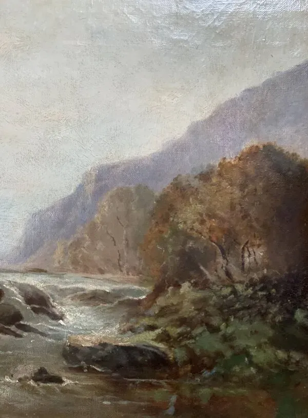 Illustration numéro 4 du produit Tableau école française du XIXé, rivière de montagne