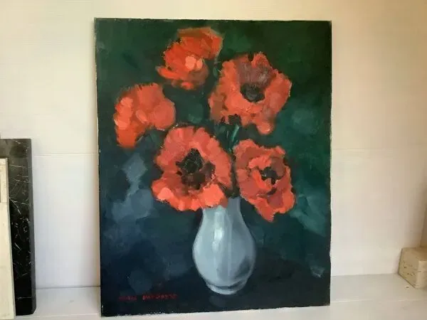 Illustration numéro 4 du produit Grand tableau bouquet de fleurs huile sur toile signée