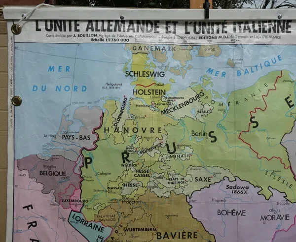 Illustration numéro 4 du produit Carte d'école vintage MDI L'unité Allemande et Italienne