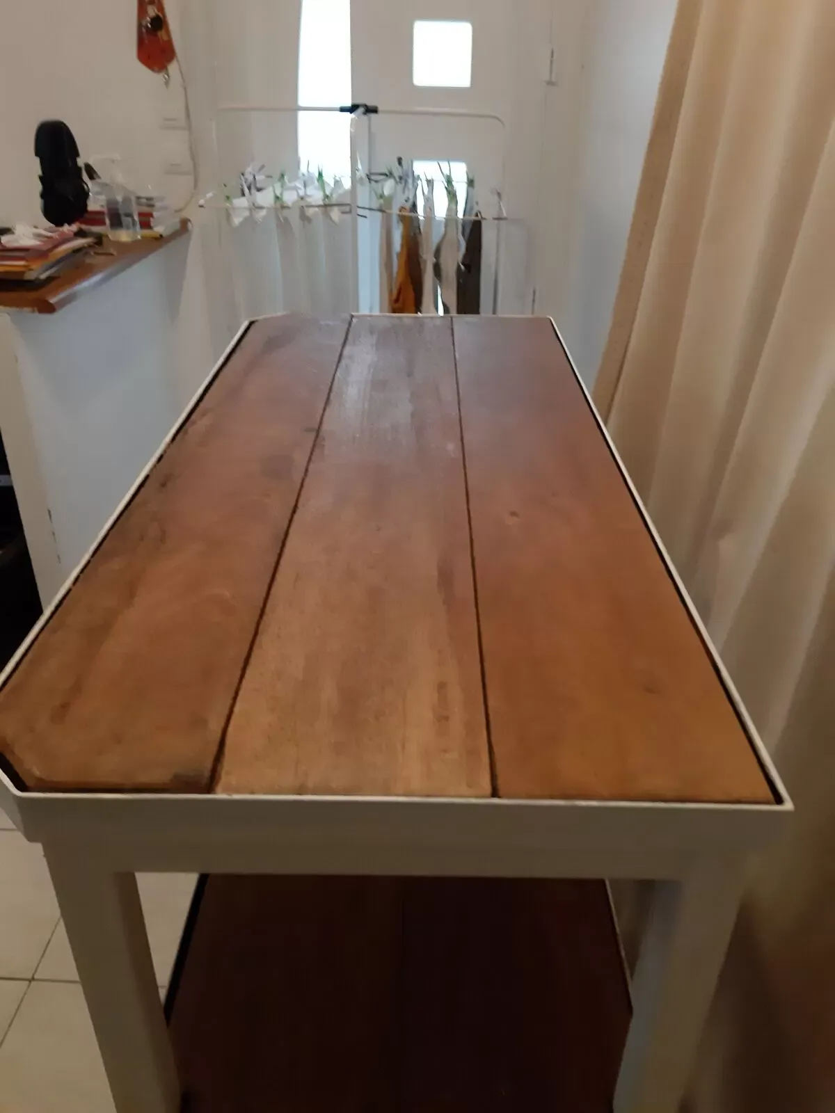 Illustration numéro 4 du produit Console industrielle fer et bois exotique