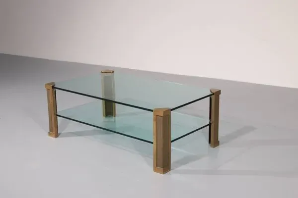 Illustration numéro 4 du produit Table de salon en laiton Peter Ghyzcy modèle T14D 1970 Design hollandais