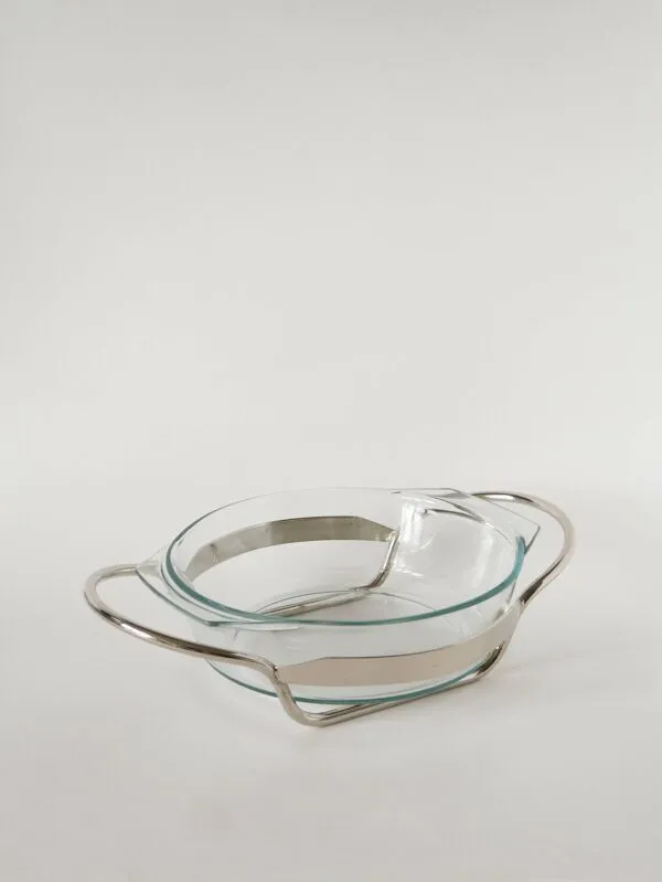 Illustration numéro 4 du produit Grand saladier en verre et métal argenté, 1950