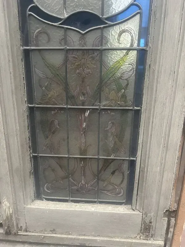 Illustration numéro 4 du produit Fenêtre a imposte en vitrail Art Déco vers 1900 XX siècle