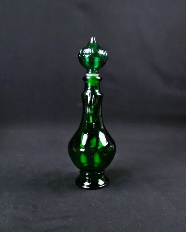 Illustration numéro 4 du produit Bouteille carafe génie en verre d'Empoli vert vintage années 70s