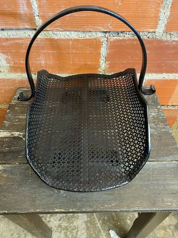 Illustration numéro 4 du produit Porte Bûches Ancien Cheminée Fer Forgé + Tôle Perforé Noir Vintage #D6