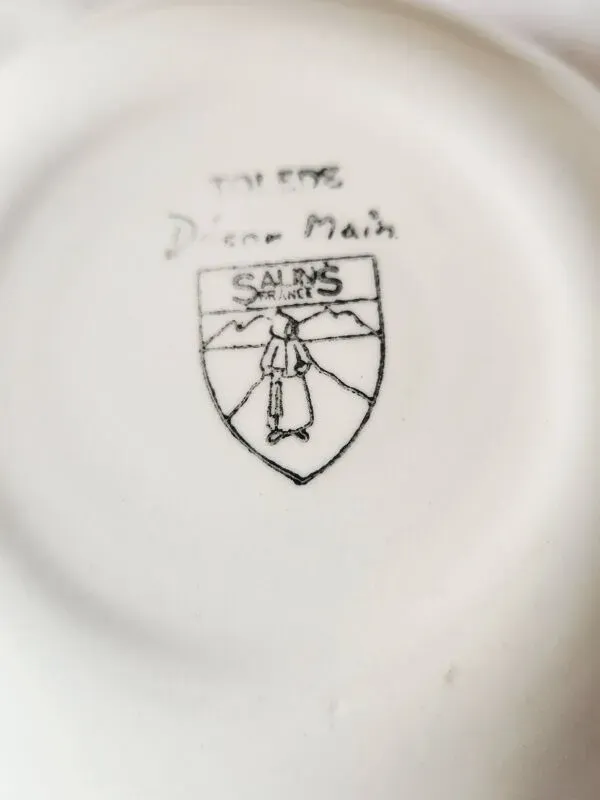 Illustration numéro 4 du produit Vintage french 1960s stalins tolede - toledo dessert bowls black olive leaf