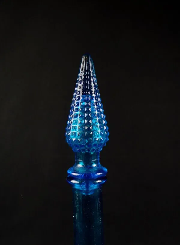 Illustration numéro 4 du produit Carafe génie bouteille empoli en verre moulé pressé bleu vintage années 70