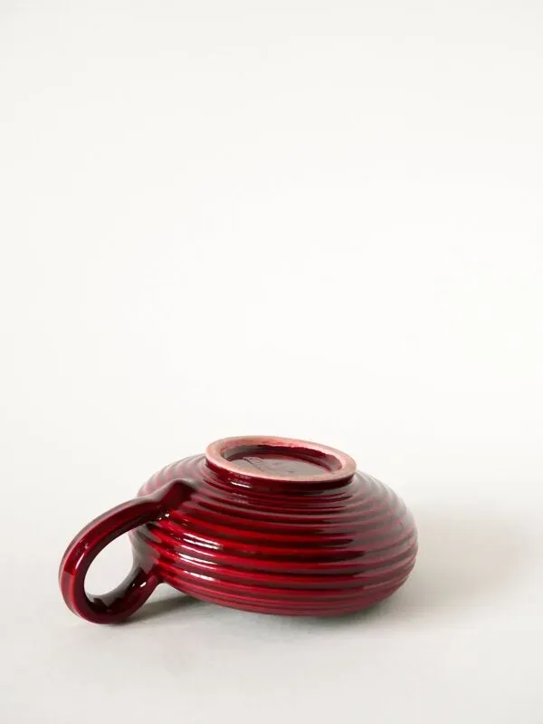 Illustration numéro 4 du produit Grand bougeoir en céramique, Bordeaux, signé Vallauris, 1970