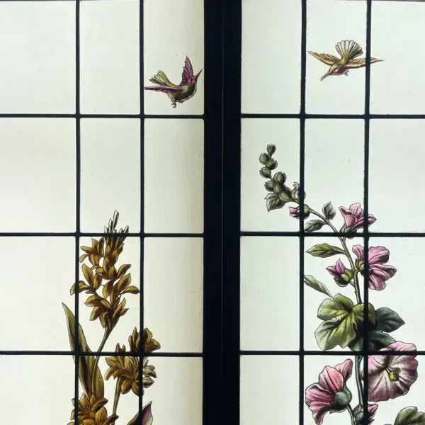 Illustration numéro 4 du produit Paire de vitraux Roses trémières