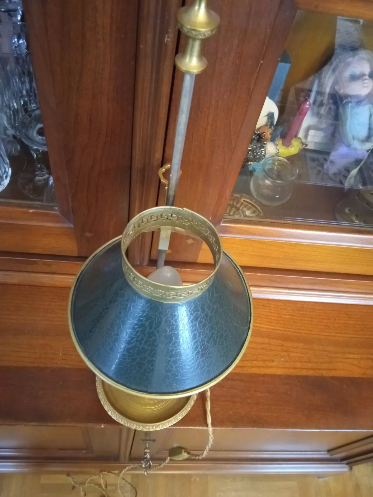 Illustration numéro 4 du produit Lampe Bouillotte 1 bras de lumière bronze abat jour tôle style empire