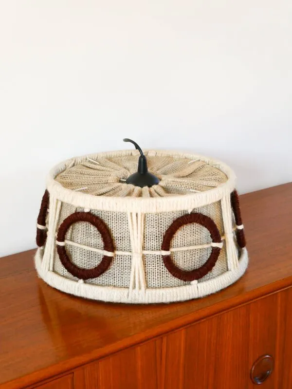 Illustration numéro 4 du produit Suspension ronde en laine à motifs géométriques, Beige, Design, 1970