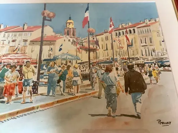 Illustration numéro 4 du produit Cadre port de saint tropez aquarelle