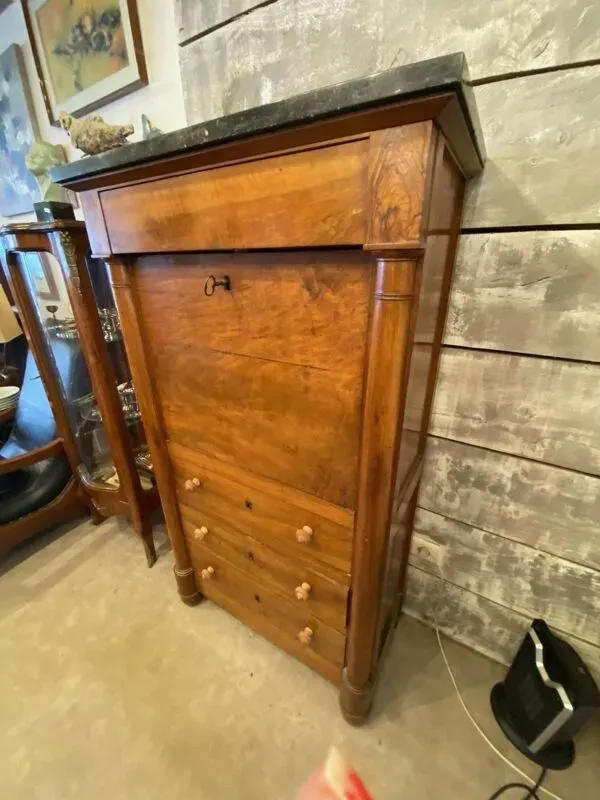 Illustration numéro 4 du produit Secretaire style louis xvi en noyer fin xixeme avec tiroirs