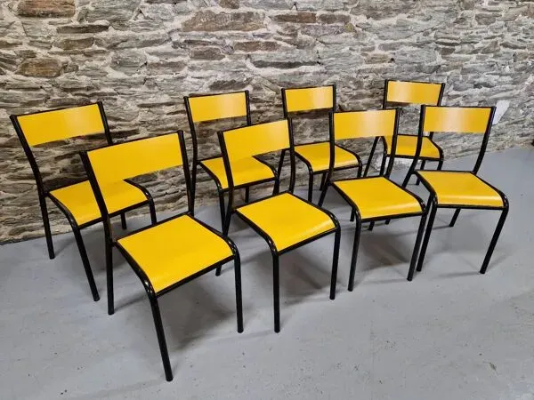 Illustration numéro 4 du produit Lot de 8 chaises jaunes mullca 510