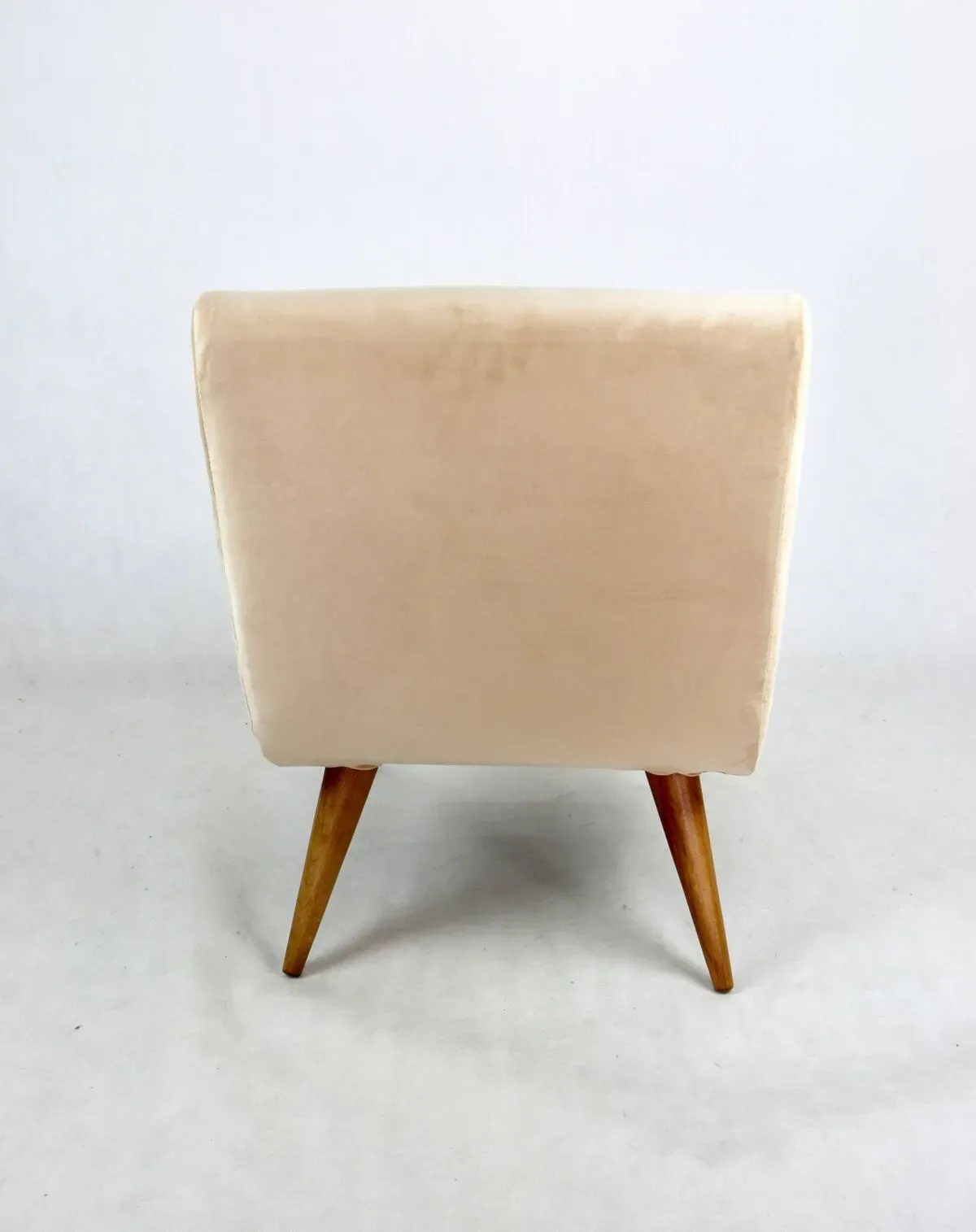 Illustration numéro 4 du produit Fauteuil Loft vintage des années 70 en velours beige champagne