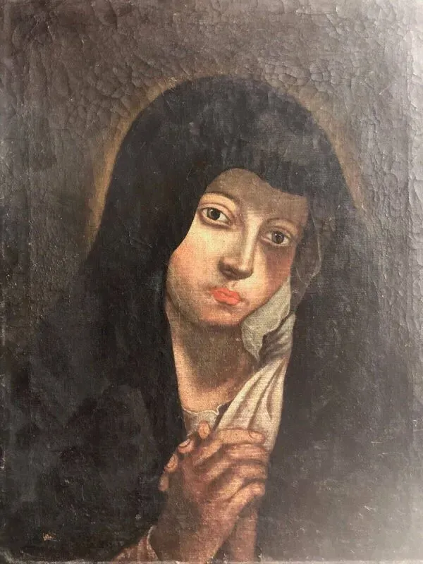 Illustration numéro 4 du produit Vierge Marie peinture sur toile du XVIIe anonyme 49 cm par 38 cm école Italienne