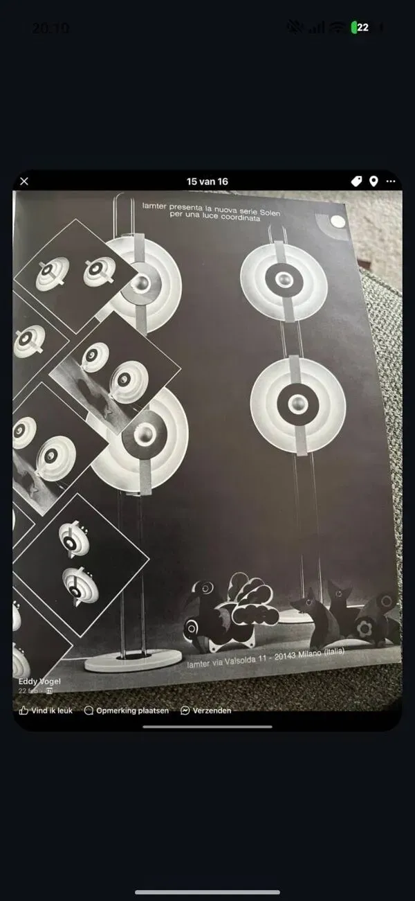 Illustration numéro 4 du produit Lampadaire Op art-Space age ''polar'' serie vers 1963.