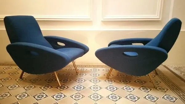 Illustration numéro 4 du produit 1/2  Rares Fauteuils club lounge chair 1955 de Francois Letourneur pour Maurice Mourra