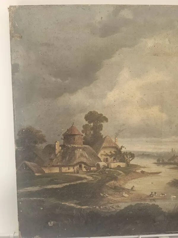 Illustration numéro 4 du produit Tableau Huile sur Toile Paysage de campagne école XIX - Signé C. Rougeot 18